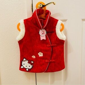 New Hello kitty furry warm insulated red fur lucky vest